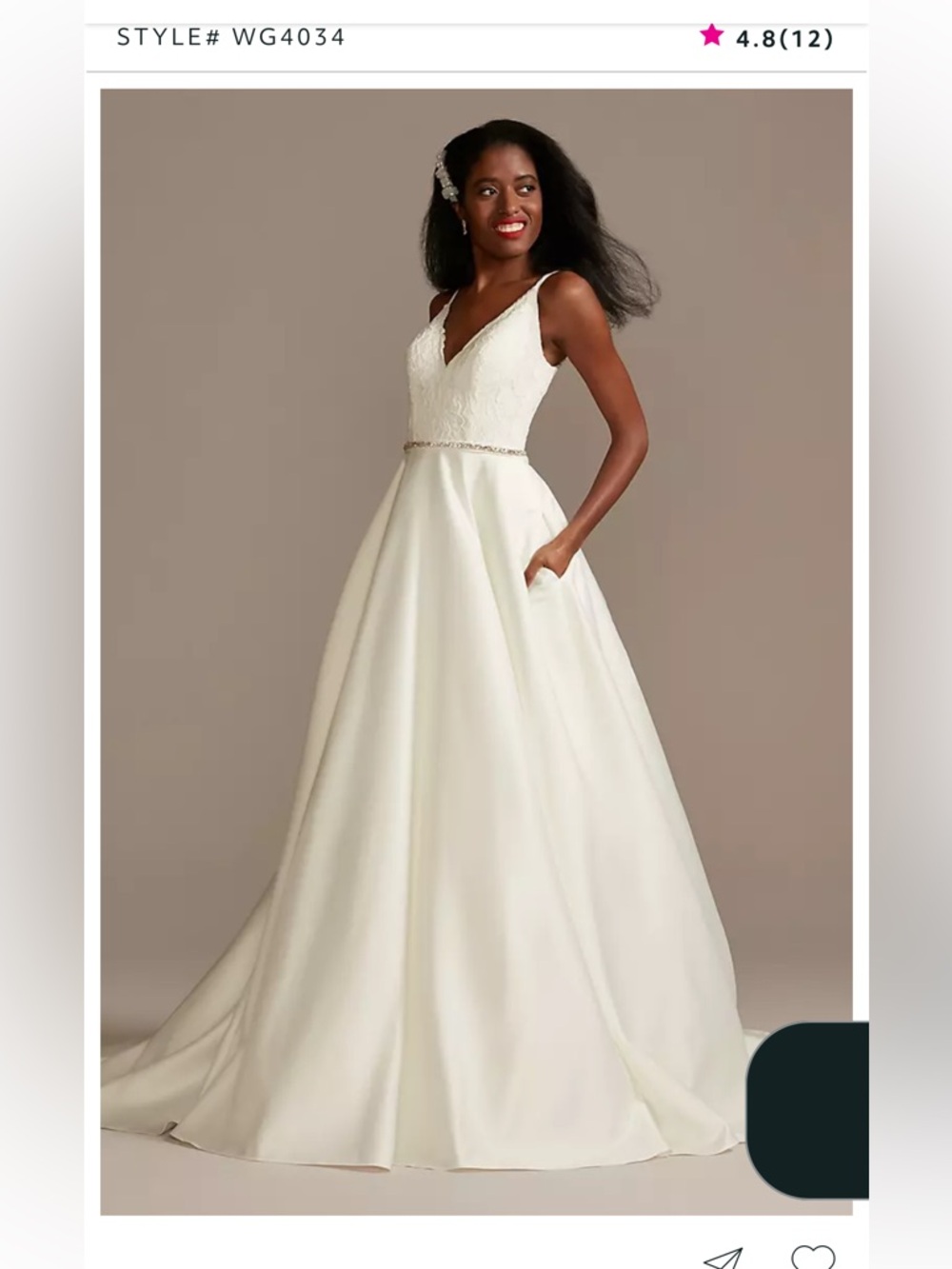 Scalloped Lace Satin Wedding Dress